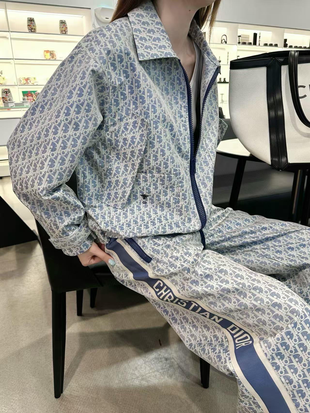 DI0Rジャカードジッパージャケット+パンツのツーピースセット【50％割引+送料無料】