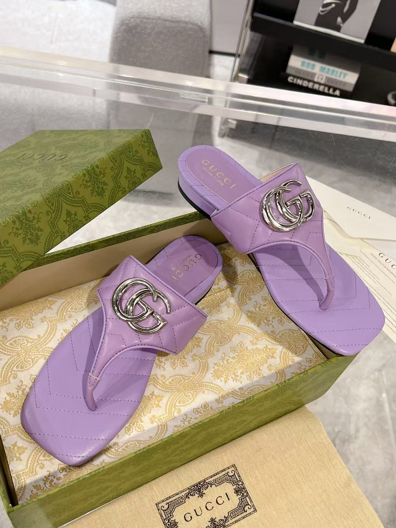 GUCC1 高品質ダブルGフリップフロップ【50％割引+送料無料】