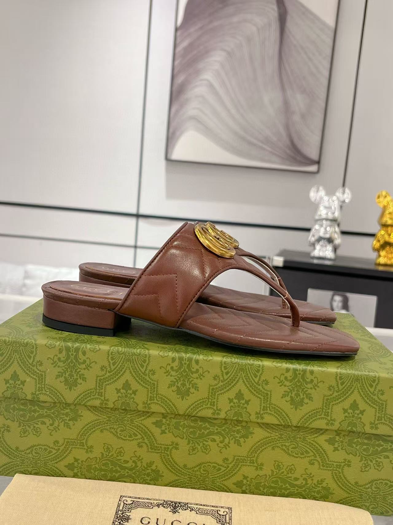 GUCC1 高品質ダブルGフリップフロップ【50％割引+送料無料】