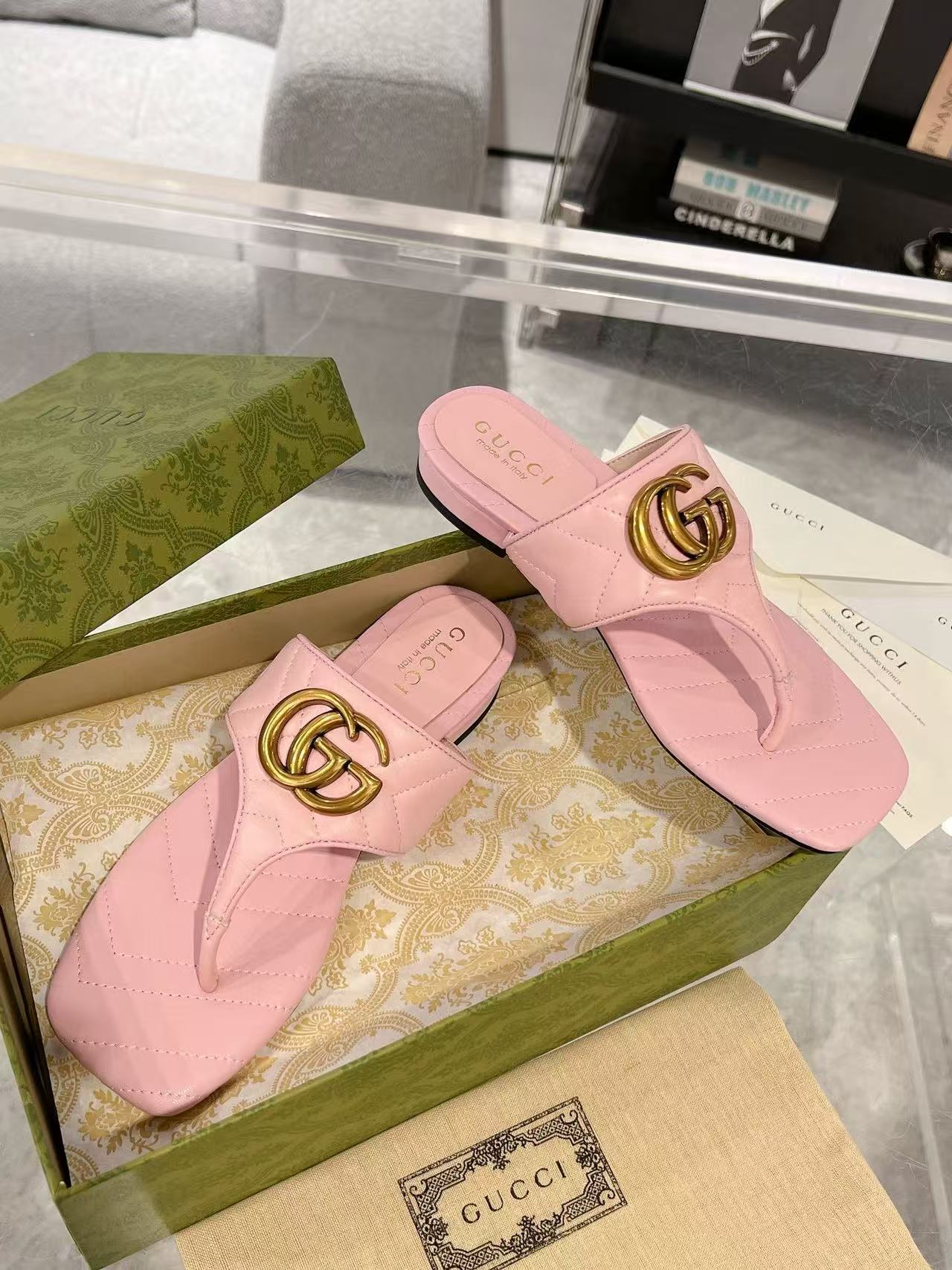 GUCC1 高品質ダブルGフリップフロップ【50％割引+送料無料】