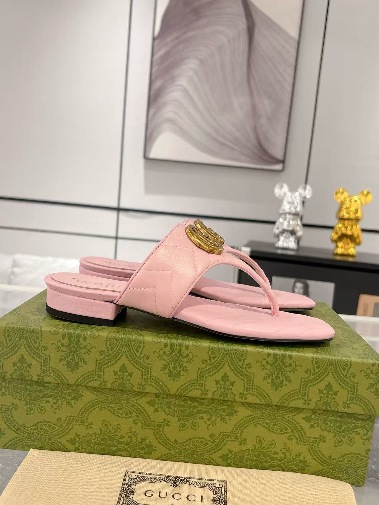 GUCC1 高品質ダブルGフリップフロップ【50％割引+送料無料】