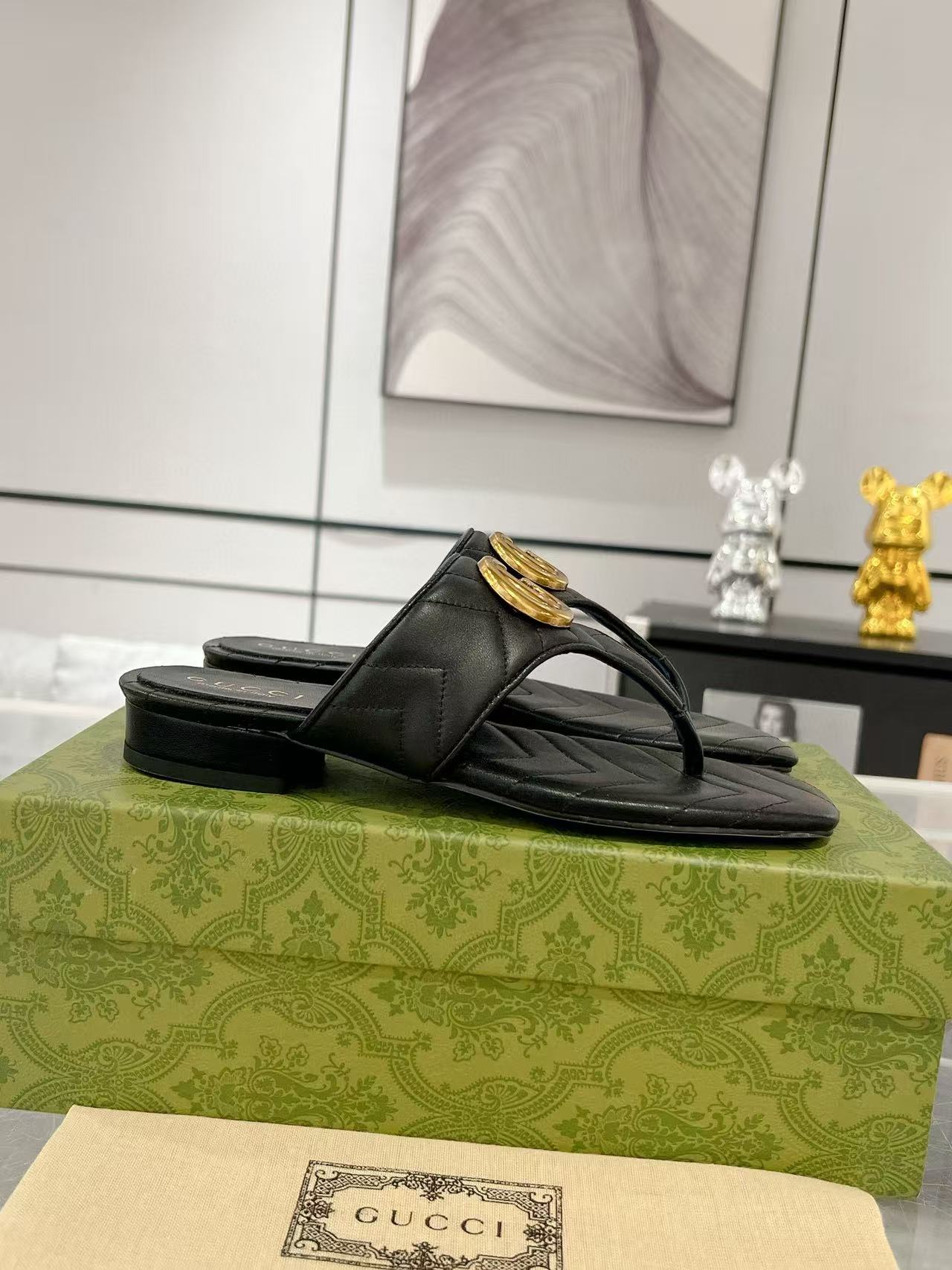 GUCC1 高品質ダブルGフリップフロップ【50％割引+送料無料】