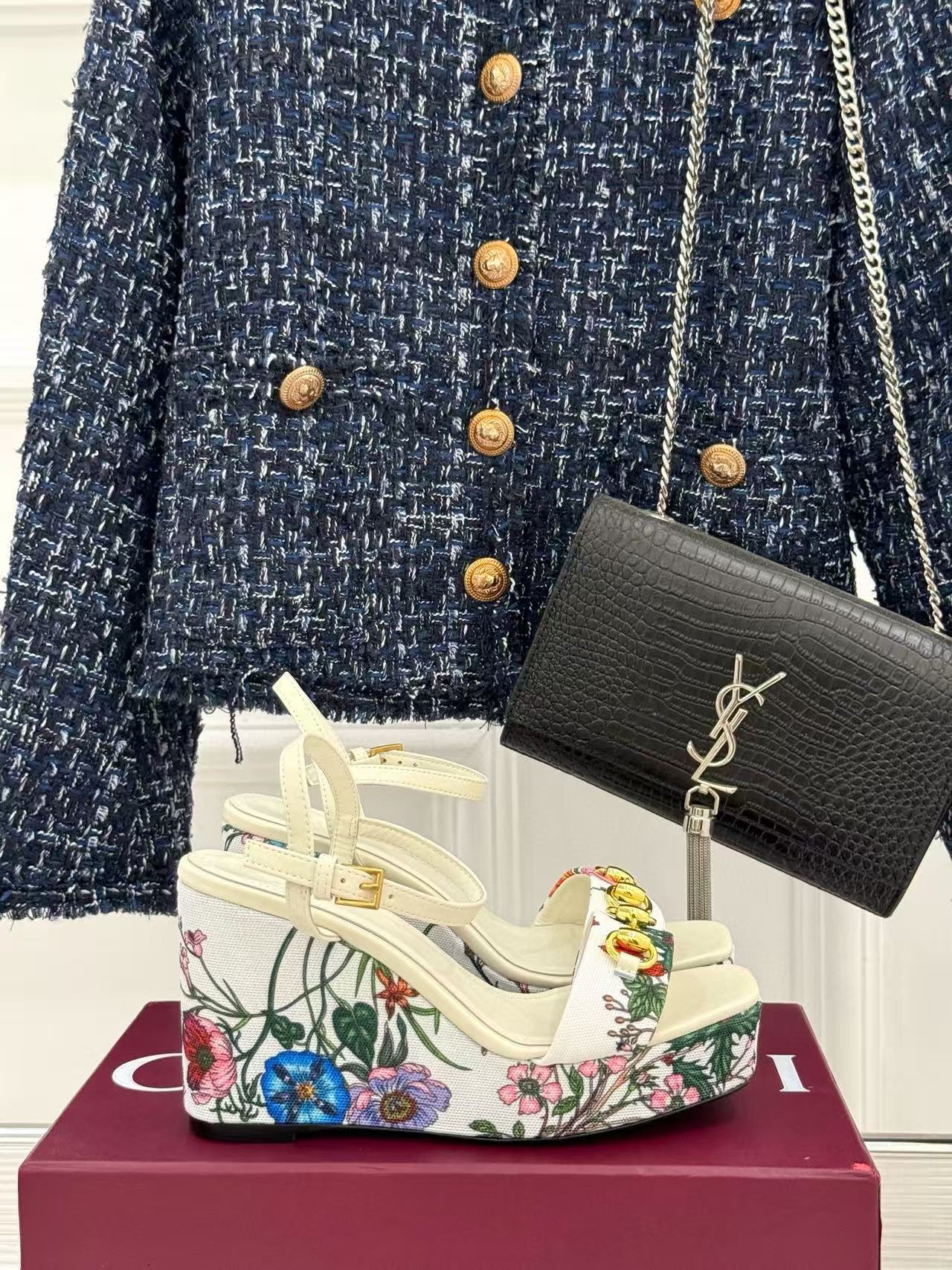 GUCC1 高品質プリント ホースビット ハイヒールサンダル【50％割引+送料無料】