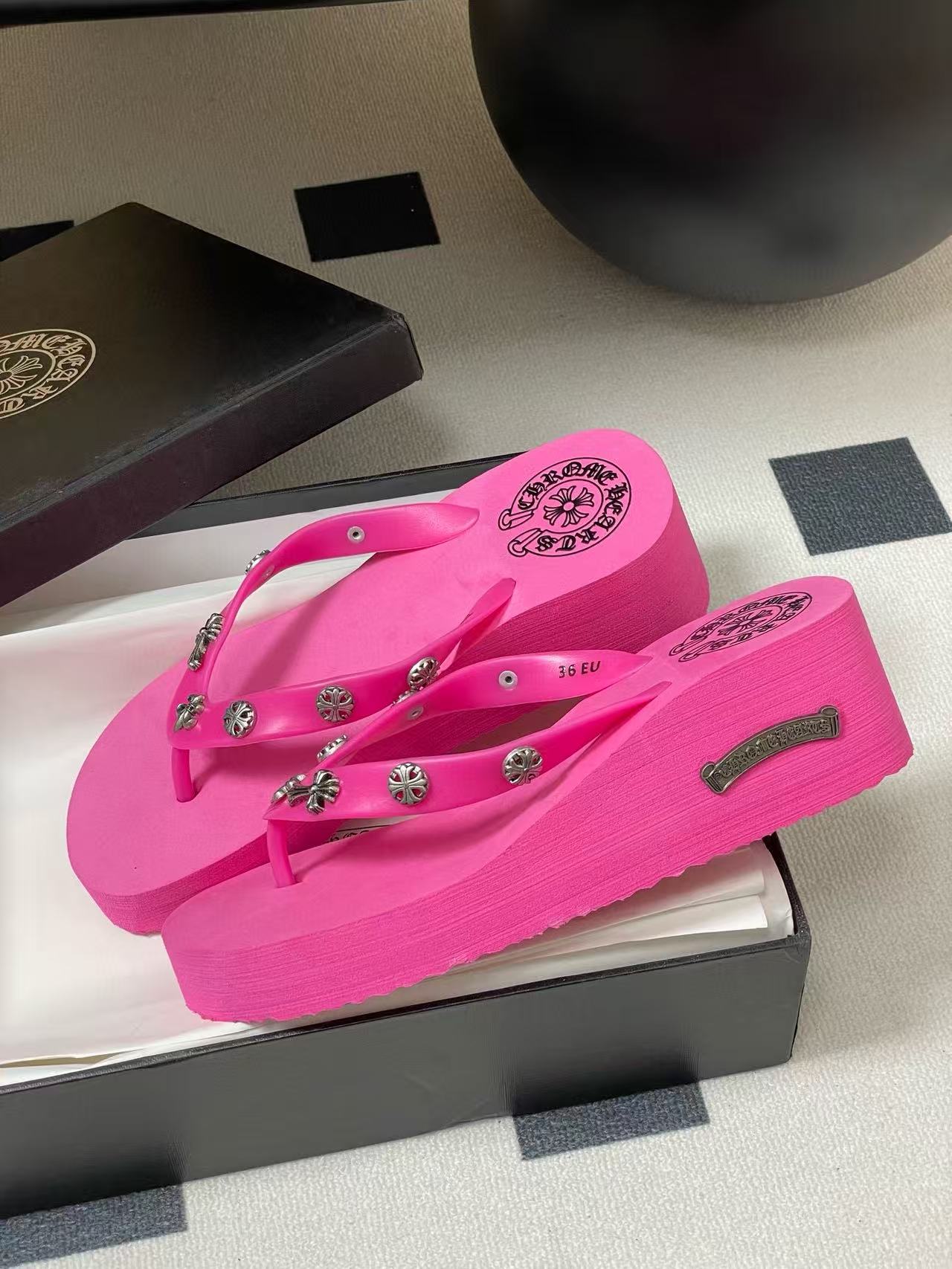 Chr0me Heartsの高品質プラットフォームフリップフロップ【50％割引+送料無料】