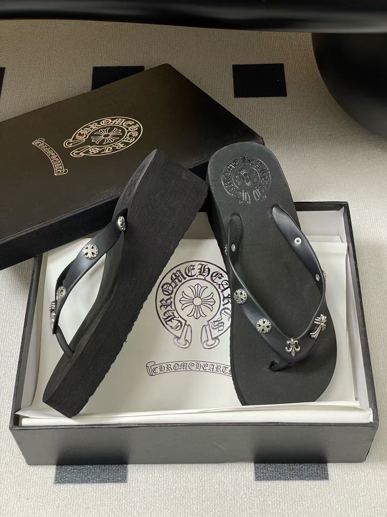 Chr0me Heartsの高品質プラットフォームフリップフロップ【50％割引+送料無料】