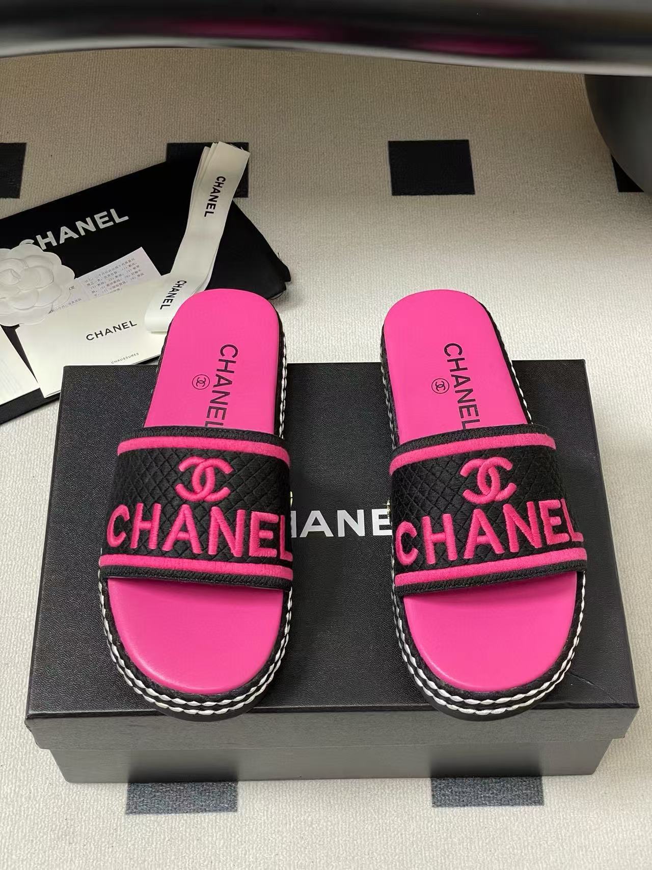 CHANE1 高品質織りダブルC文字厚底スリッパ【50％割引+送料無料】