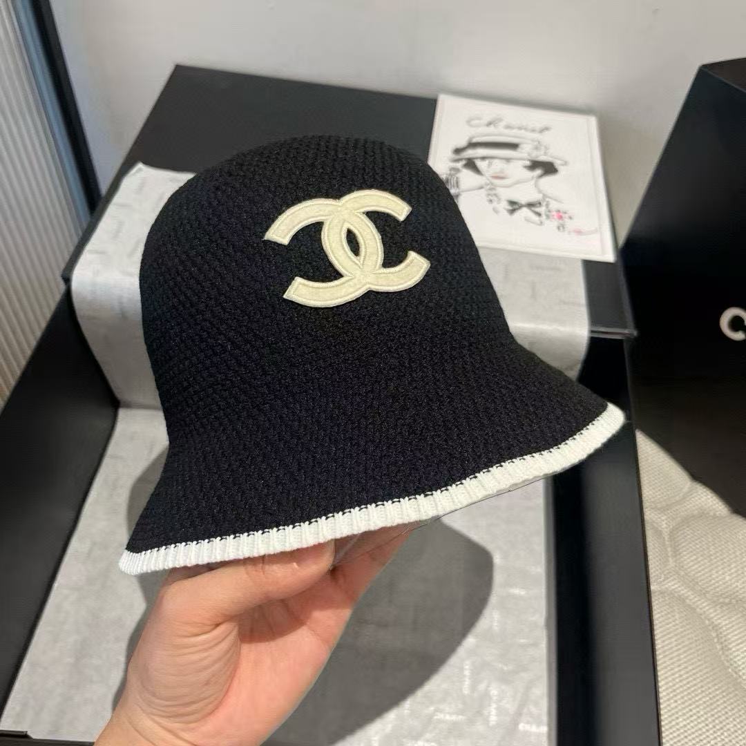 CHANE1 ブラック＆ホワイト ダブルC バケットハット【50％割引+送料無料】