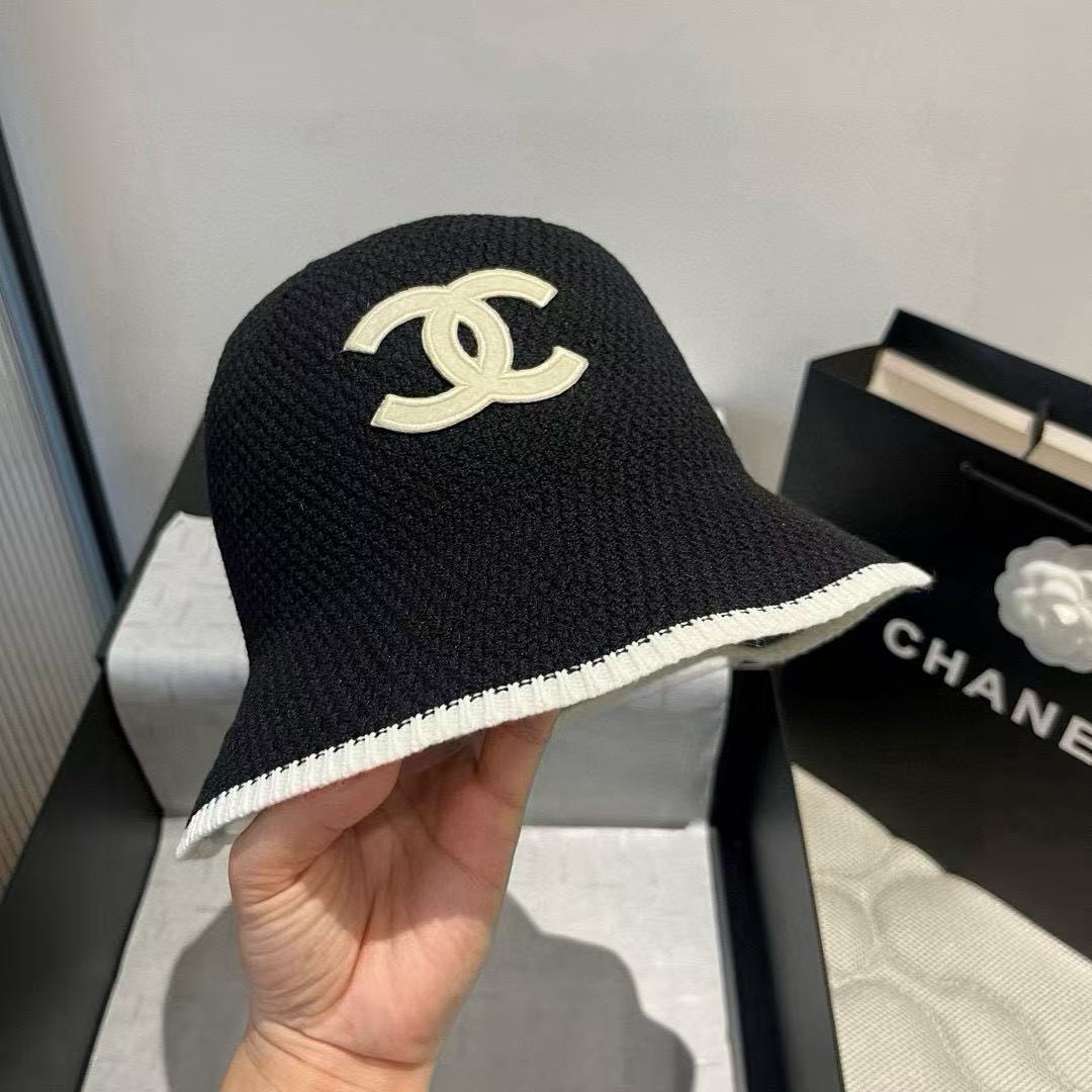 CHANE1 ブラック＆ホワイト ダブルC バケットハット【50％割引+送料無料】