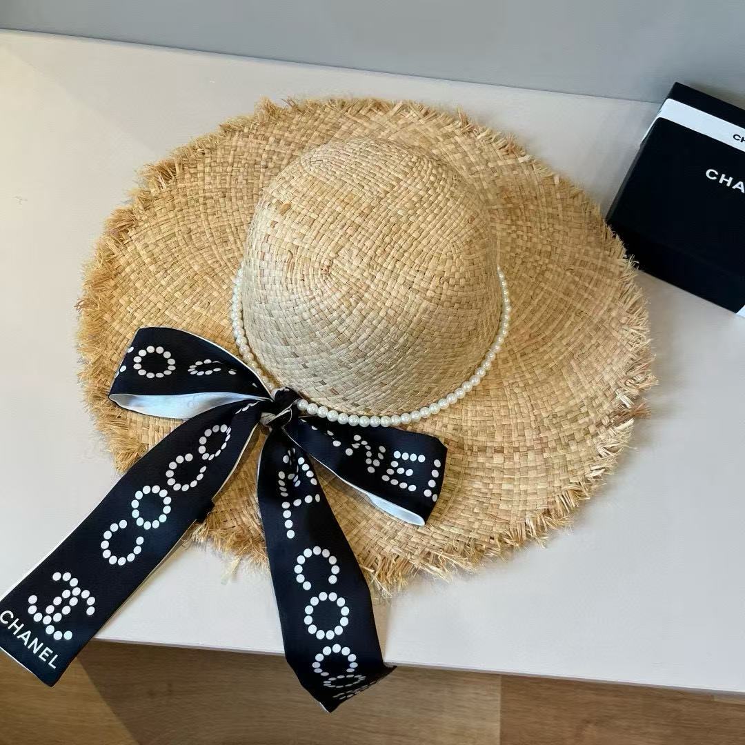 CHANE1 パールストローハット【50％割引+送料無料】