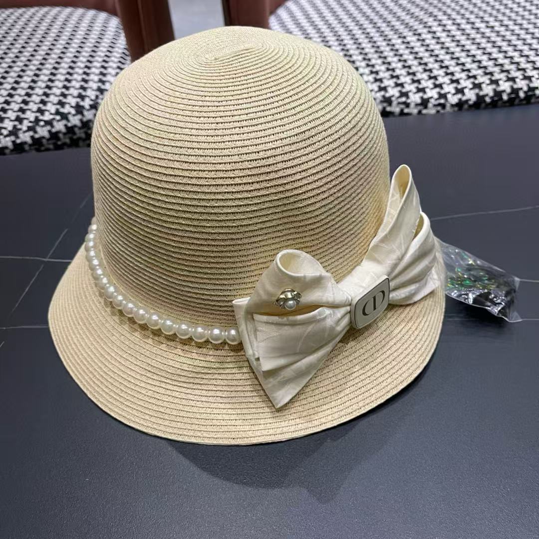 DI0R ビッグパールボウ サンスクリーン ストローハット【50％割引+送料無料】