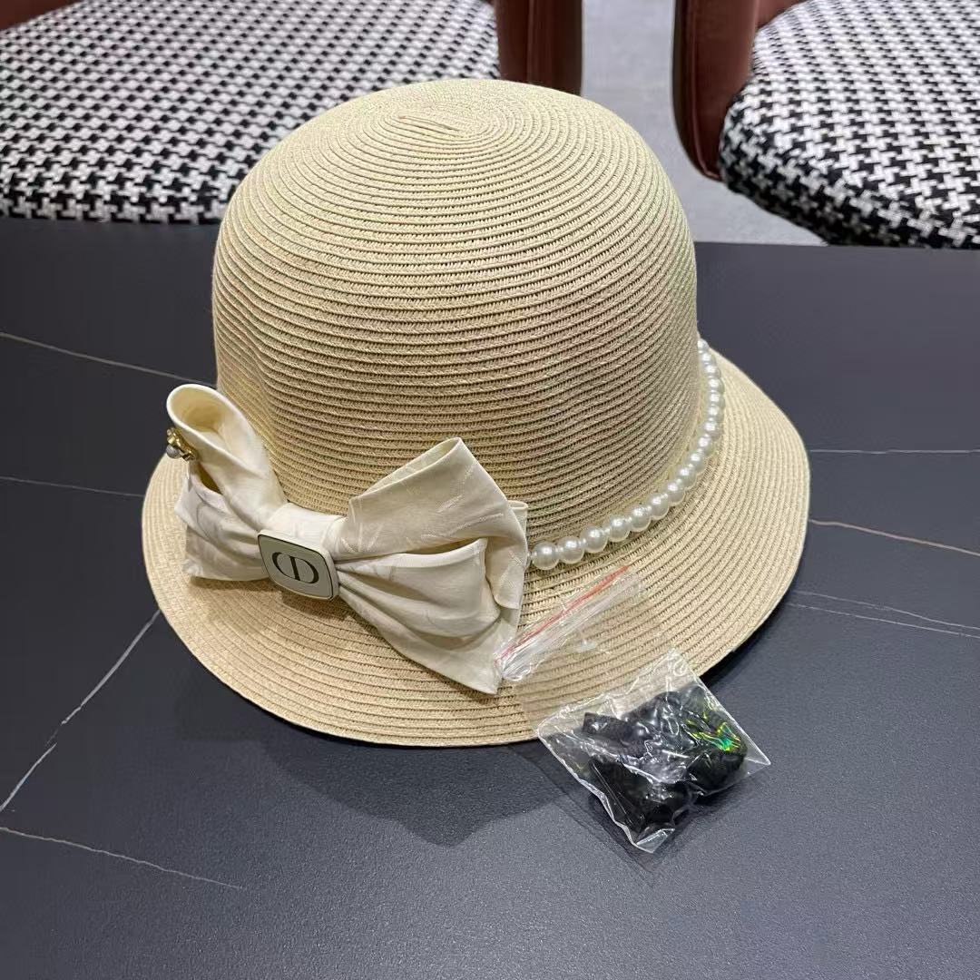 DI0R ビッグパールボウ サンスクリーン ストローハット【50％割引+送料無料】