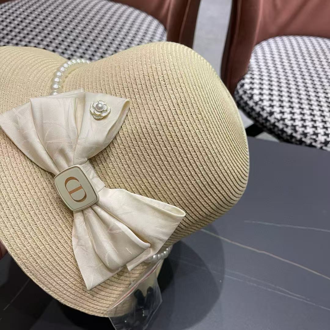 DI0R ビッグパールボウ サンスクリーン ストローハット【50％割引+送料無料】