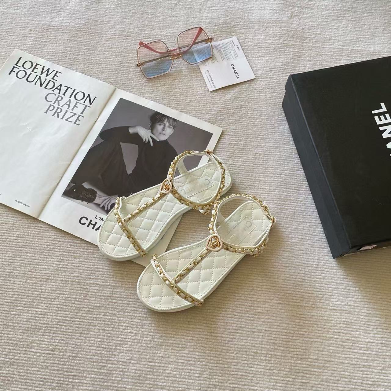 CHANE1 チェーンダブルCフラットサンダル【50％割引+送料無料】