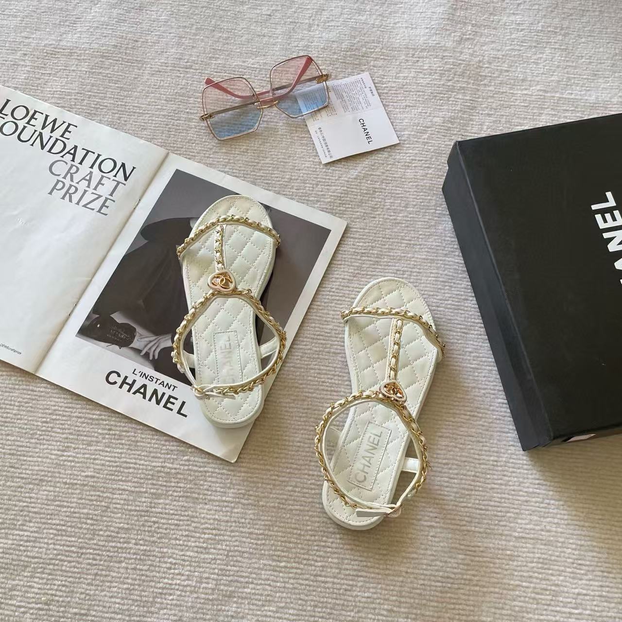 CHANE1 チェーンダブルCフラットサンダル【50％割引+送料無料】