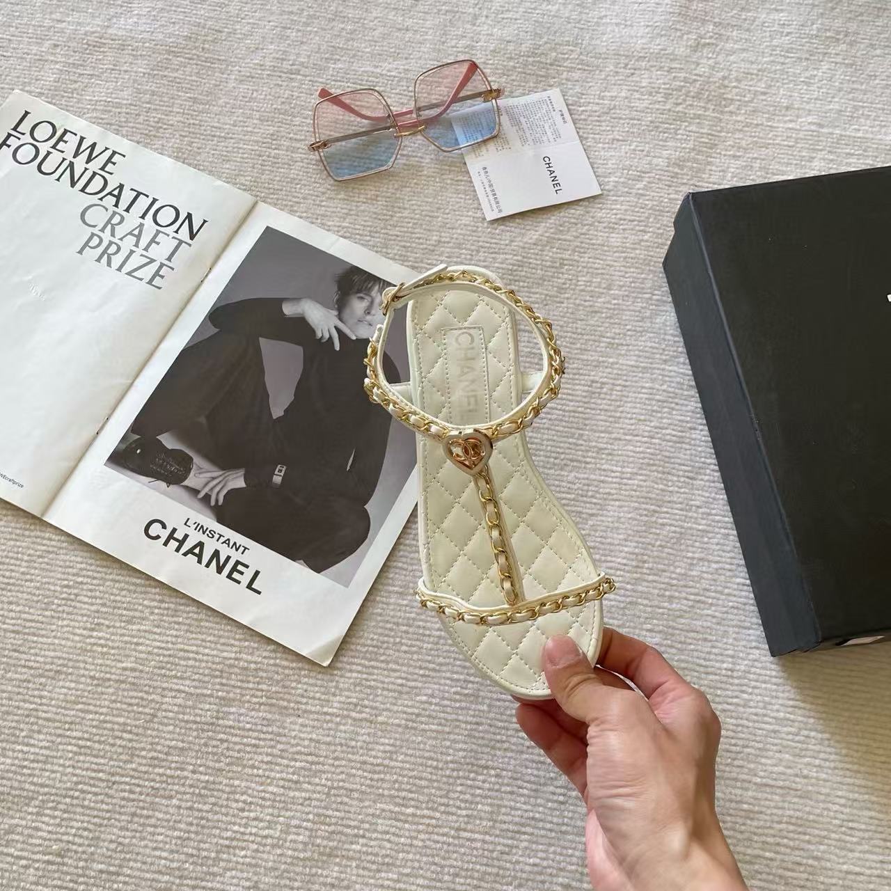 CHANE1 チェーンダブルCフラットサンダル【50％割引+送料無料】