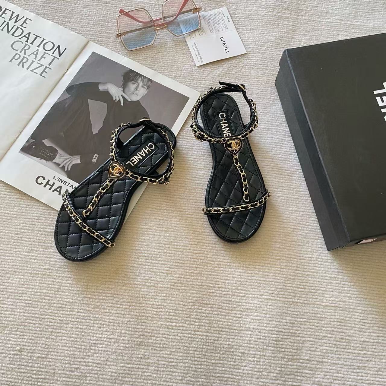 CHANE1 チェーンダブルCフラットサンダル【50％割引+送料無料】