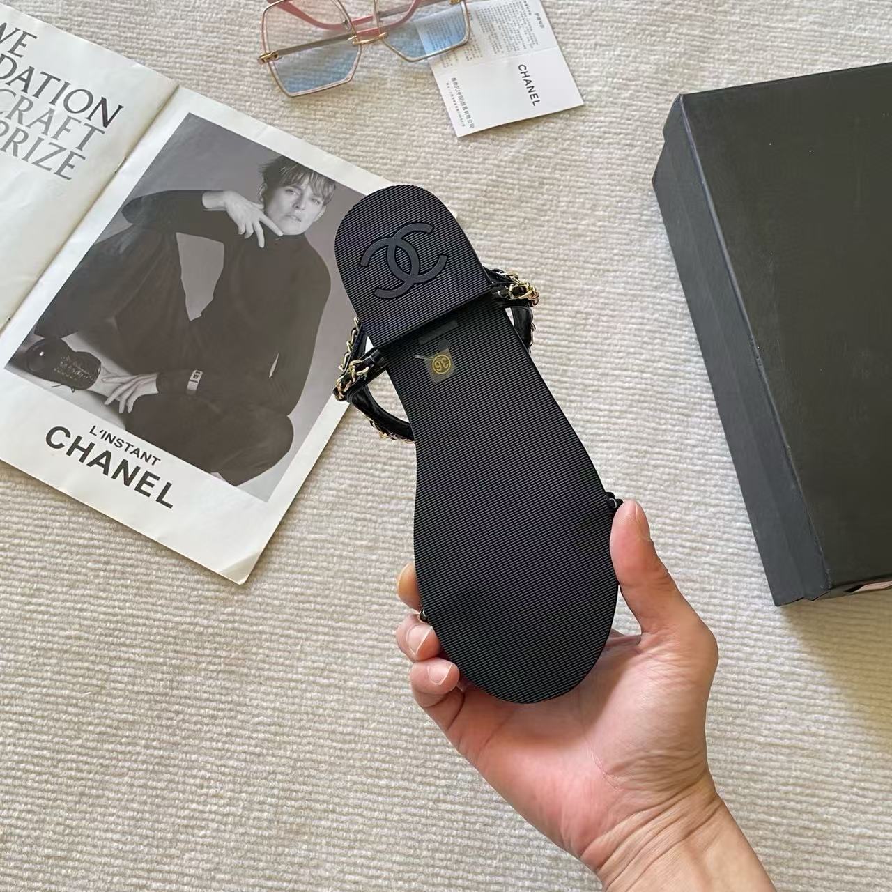 CHANE1 チェーンダブルCフラットサンダル【50％割引+送料無料】