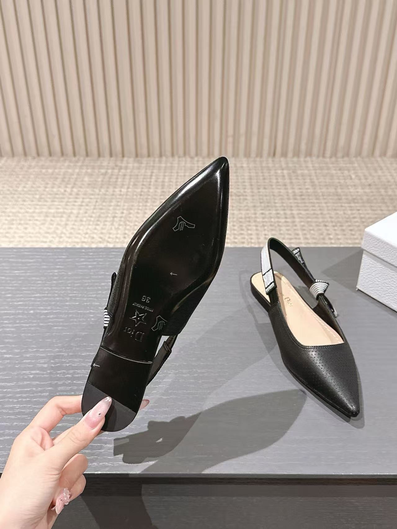 DI0R 高品質ウェビングスリングバックフラットサンダル【50％割引+送料無料】