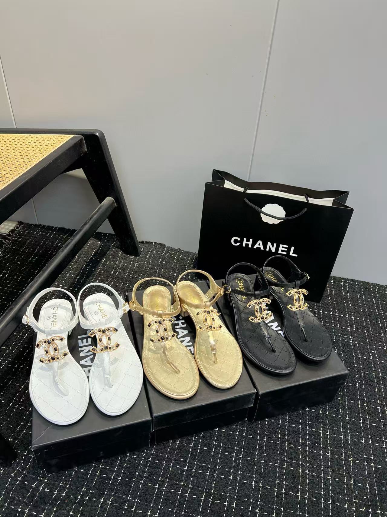 CHANE1 シンプルダブルCサンダル【50％割引+送料無料】