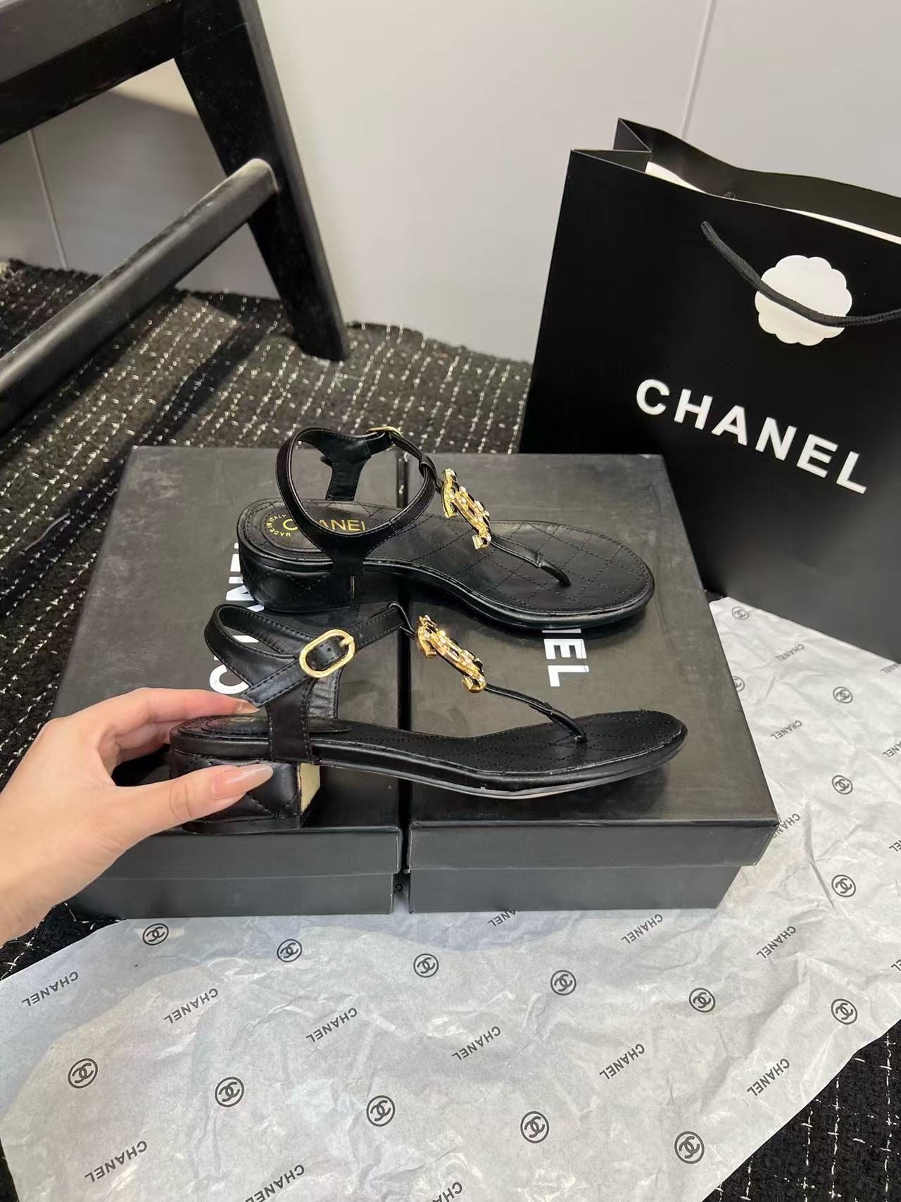 CHANE1 シンプルダブルCサンダル【50％割引+送料無料】