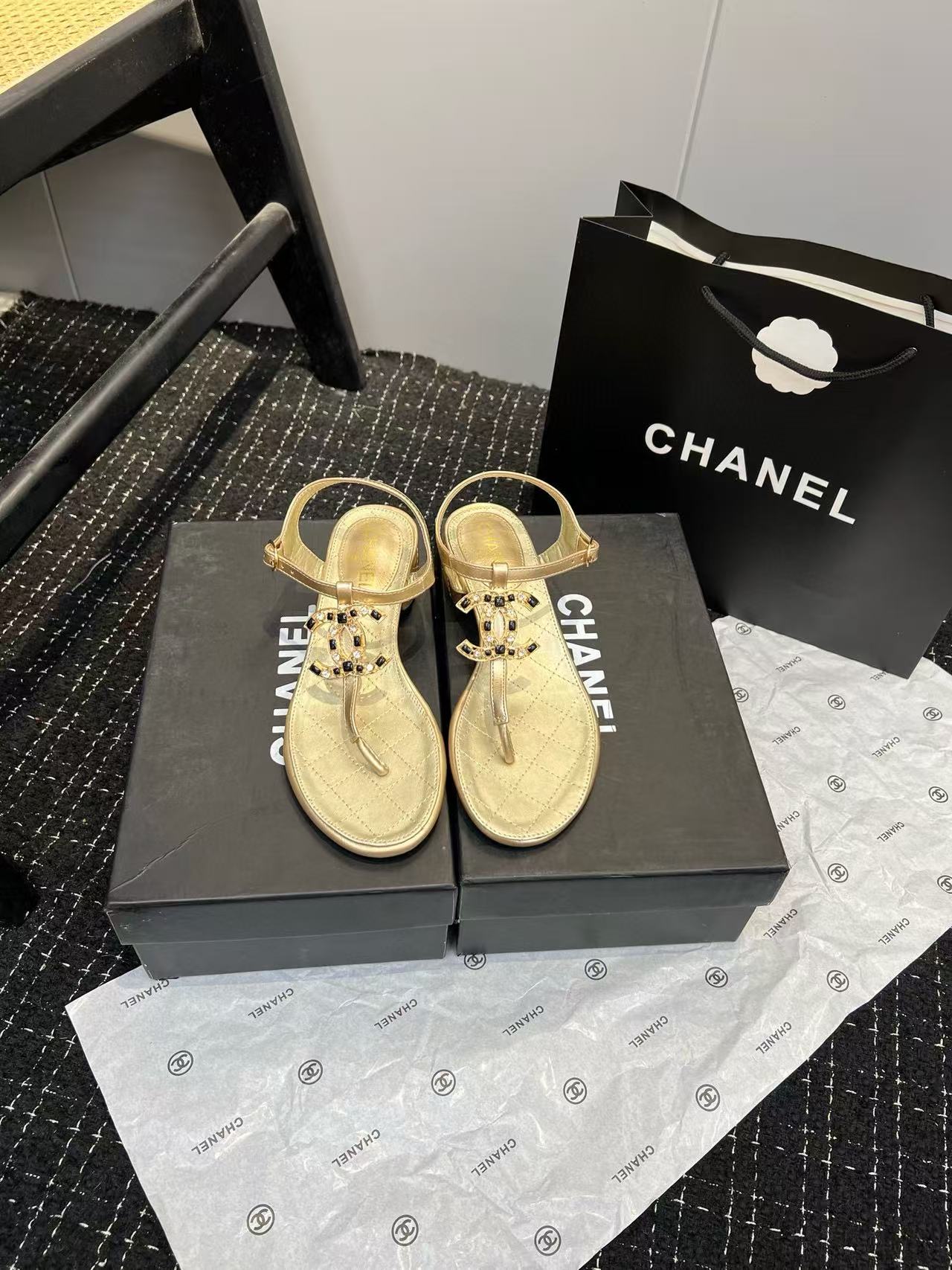 CHANE1 シンプルダブルCサンダル【50％割引+送料無料】