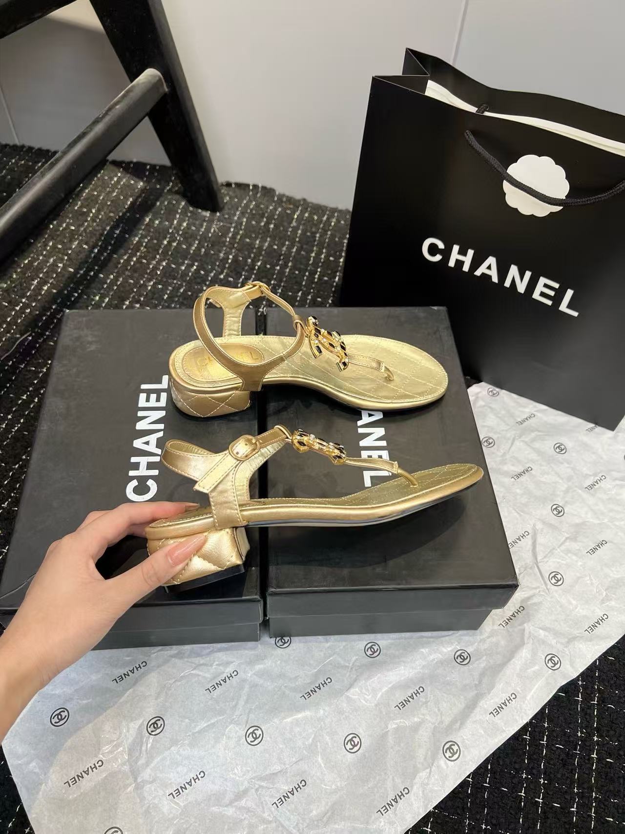 CHANE1 シンプルダブルCサンダル【50％割引+送料無料】