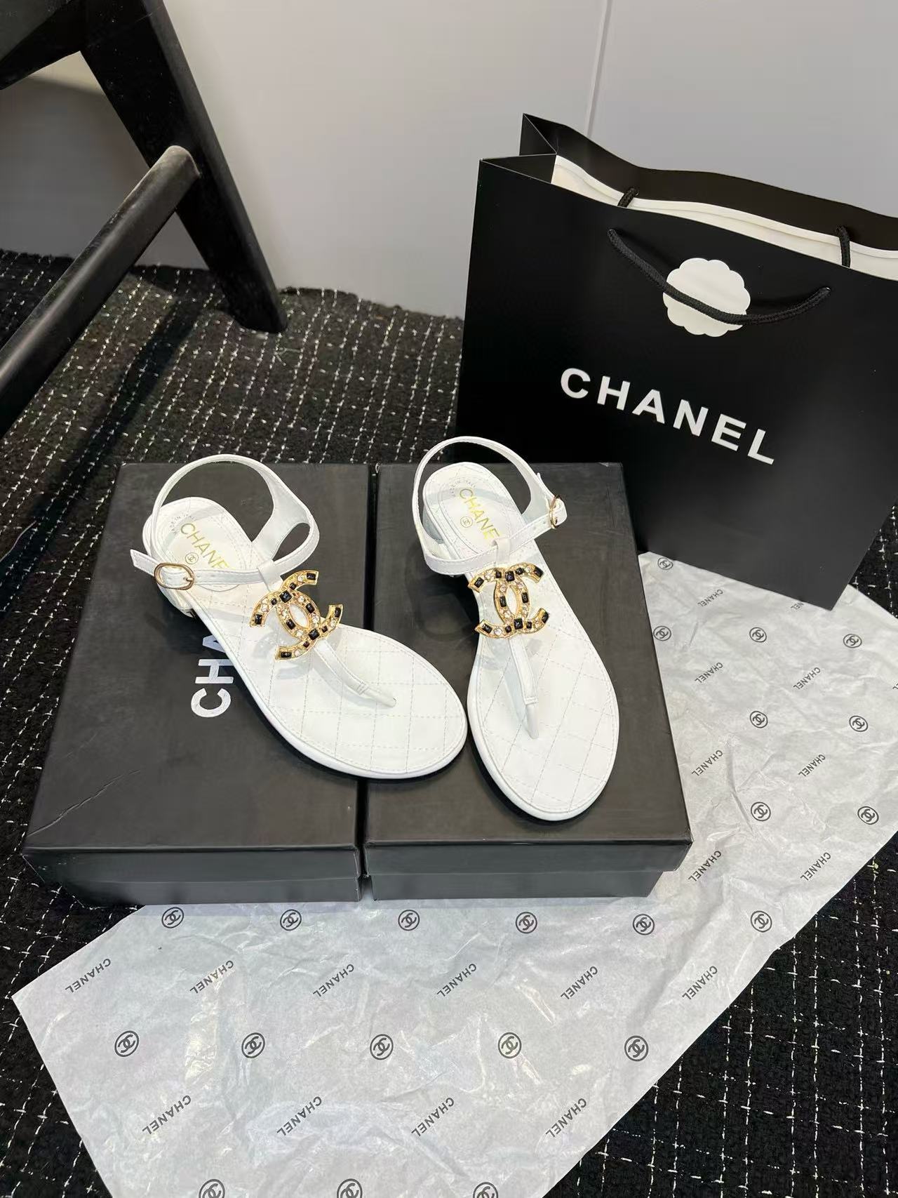 CHANE1 シンプルダブルCサンダル【50％割引+送料無料】