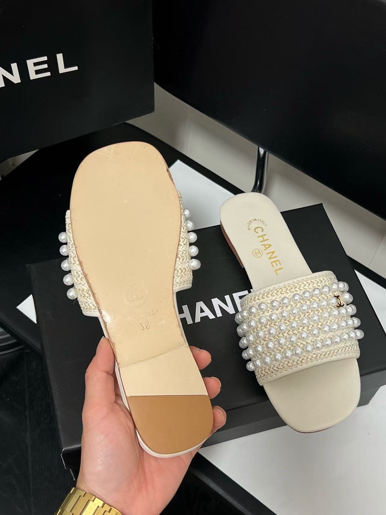 CHANE1 パール装飾スリッパ【50％割引+送料無料】