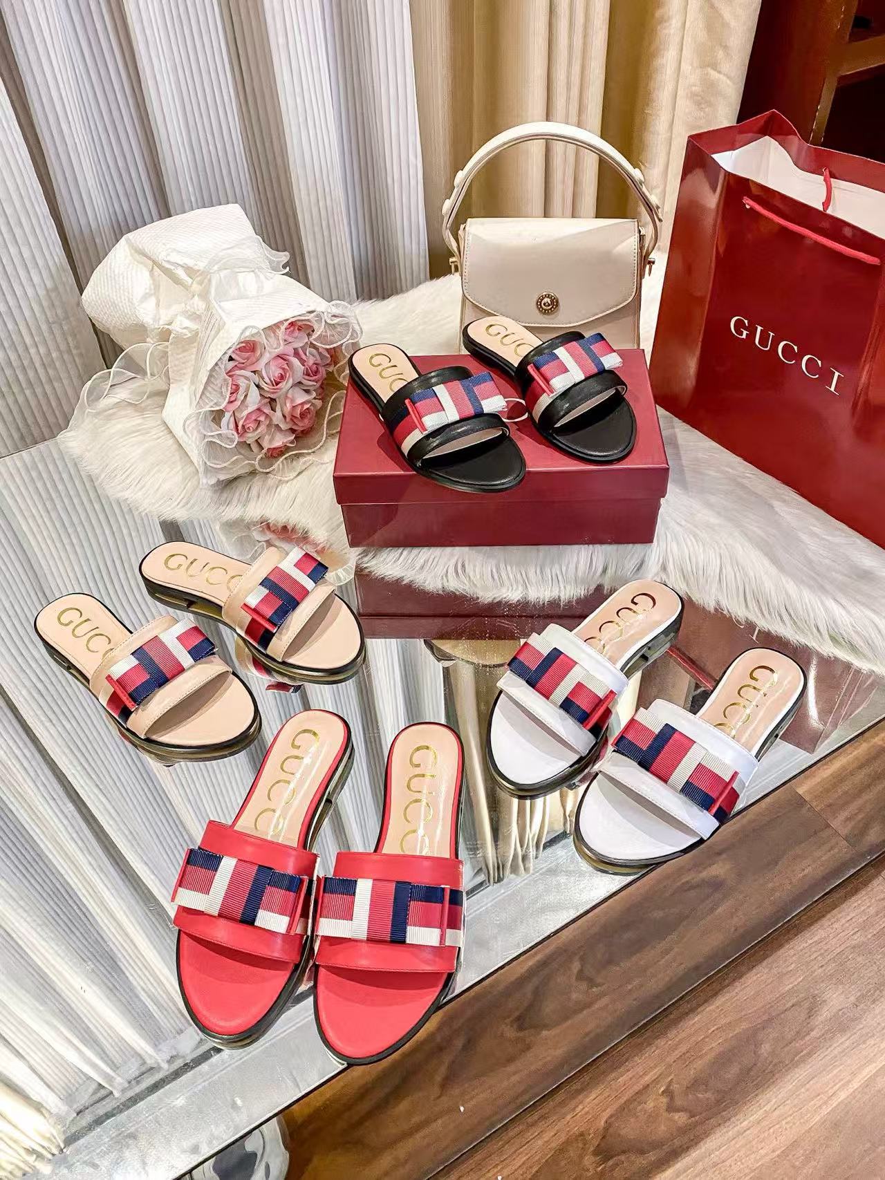 GUCC1 ダブルGバックルスリッパ【50％割引+送料無料】