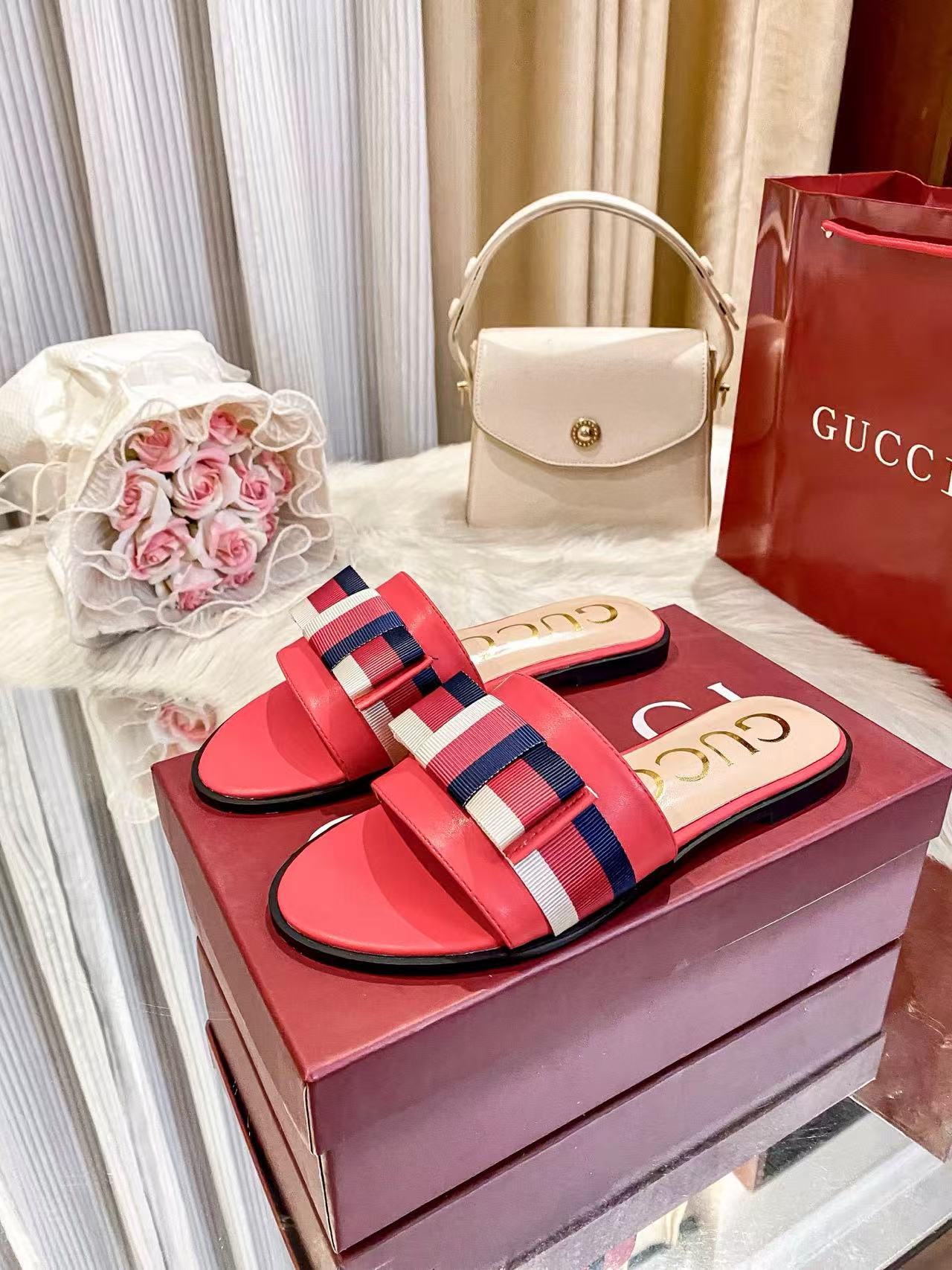 GUCC1 ダブルGバックルスリッパ【50％割引+送料無料】