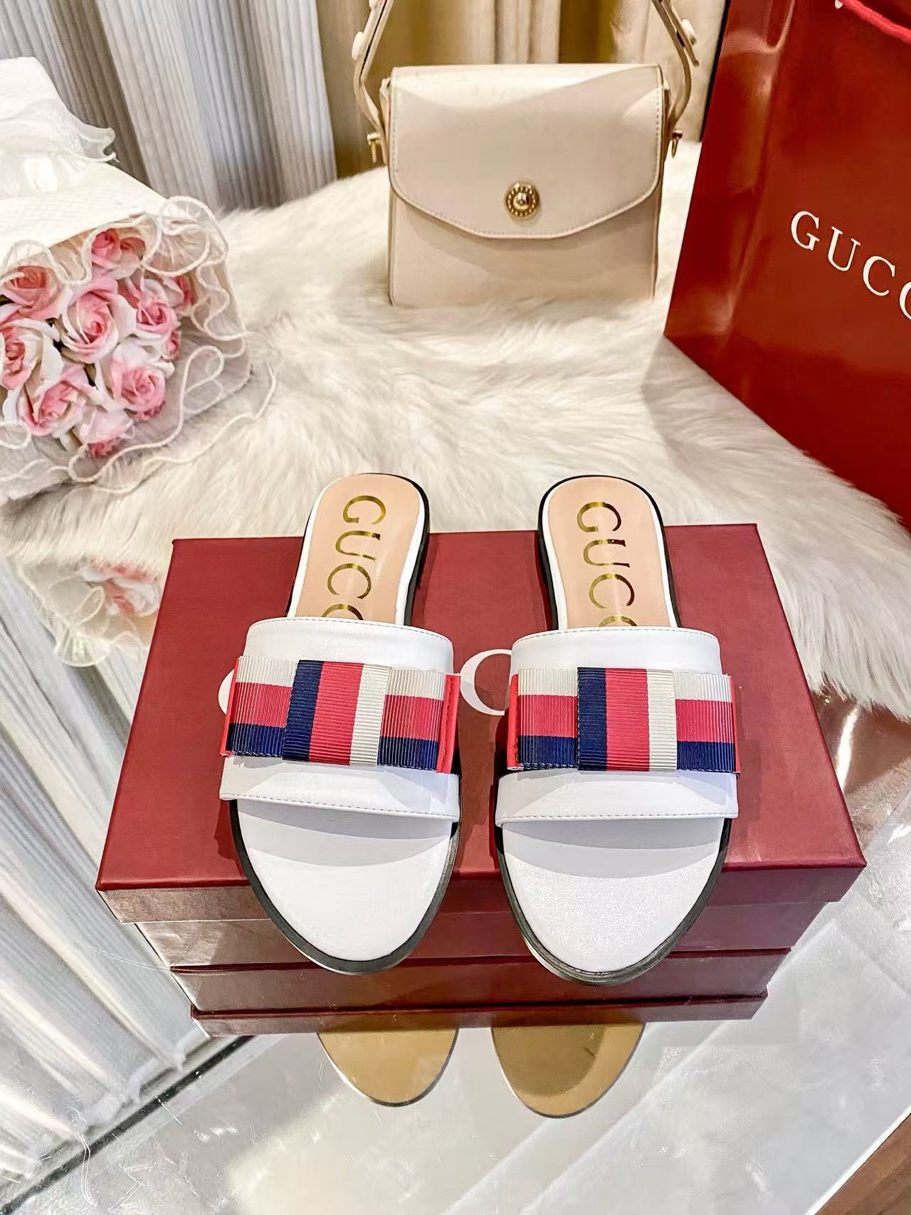 GUCC1 ダブルGバックルスリッパ【50％割引+送料無料】