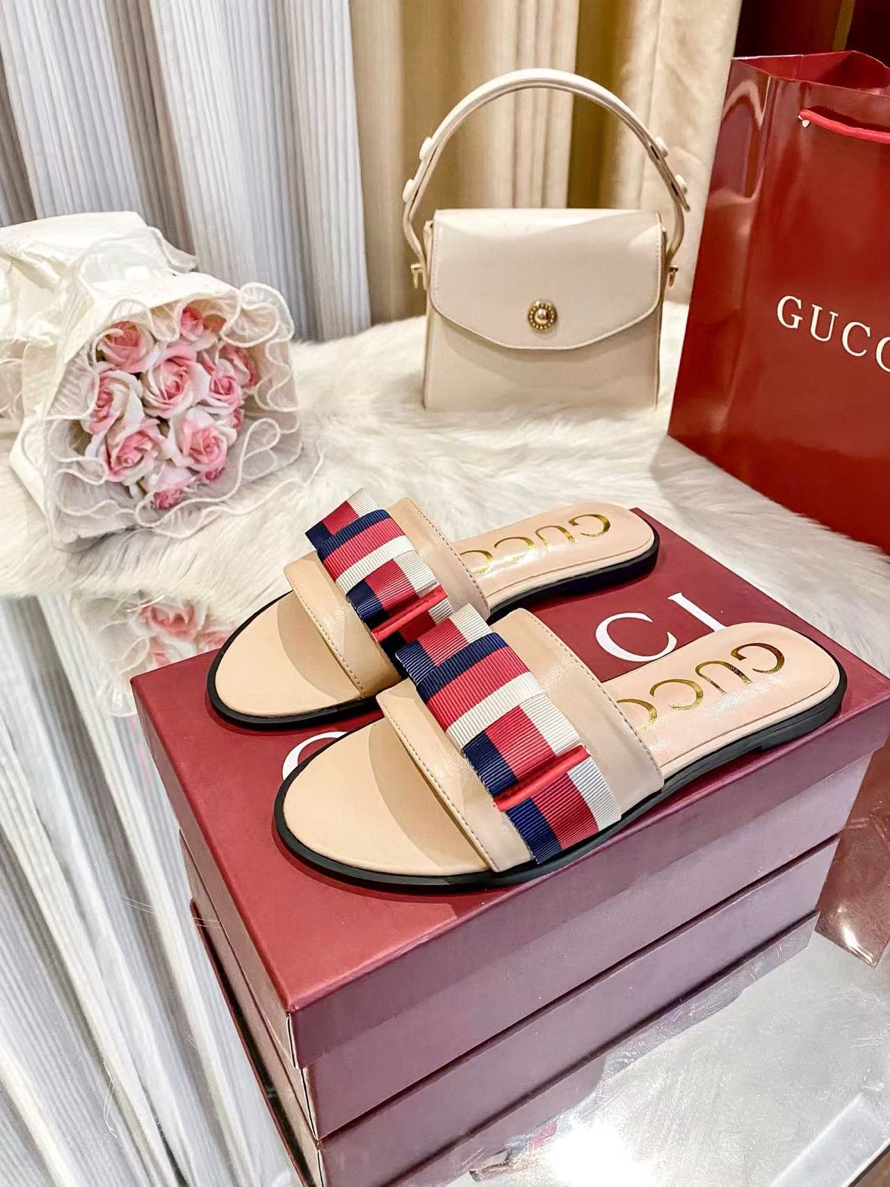 GUCC1 ダブルGバックルスリッパ【50％割引+送料無料】