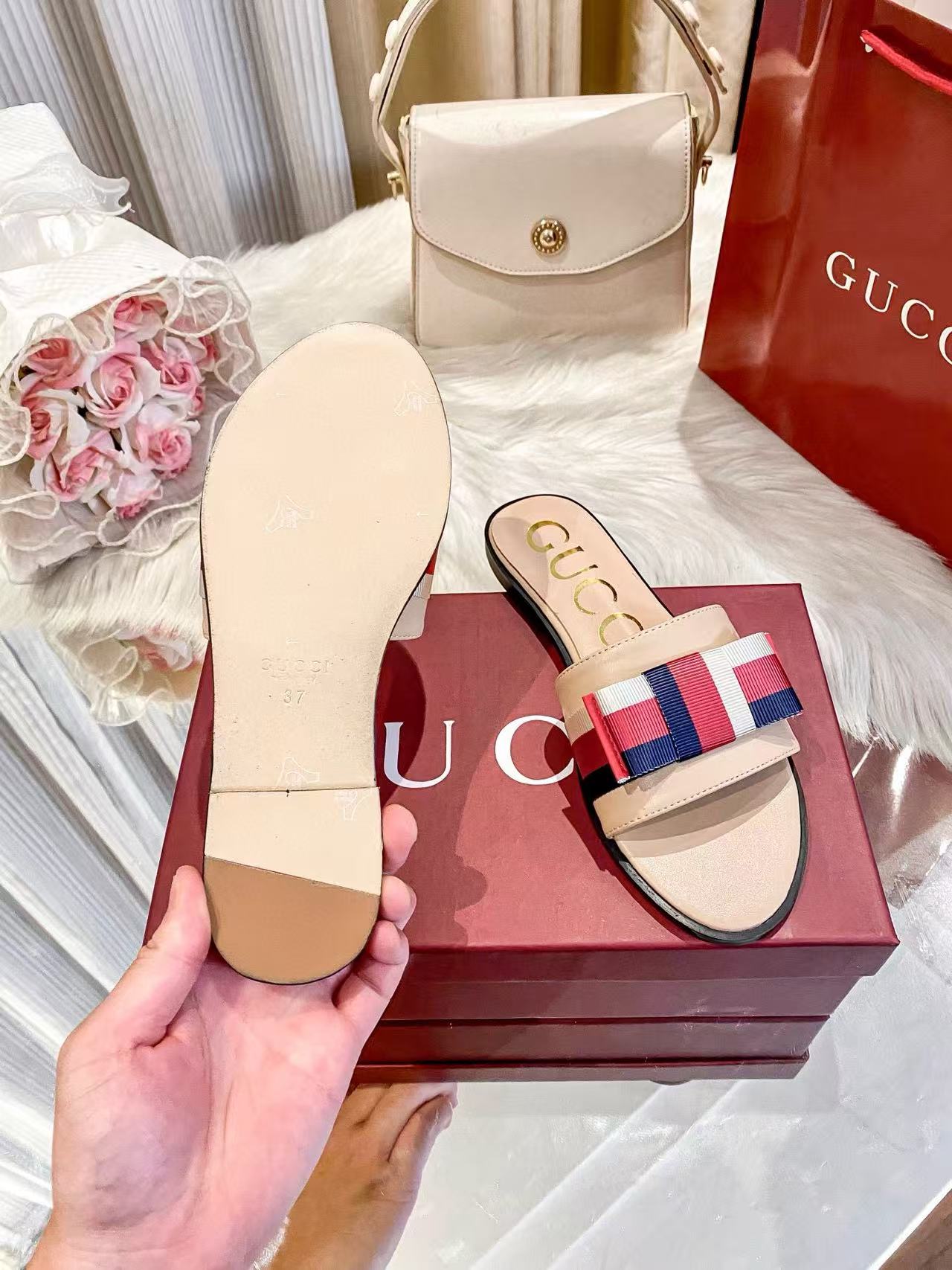 GUCC1 ダブルGバックルスリッパ【50％割引+送料無料】