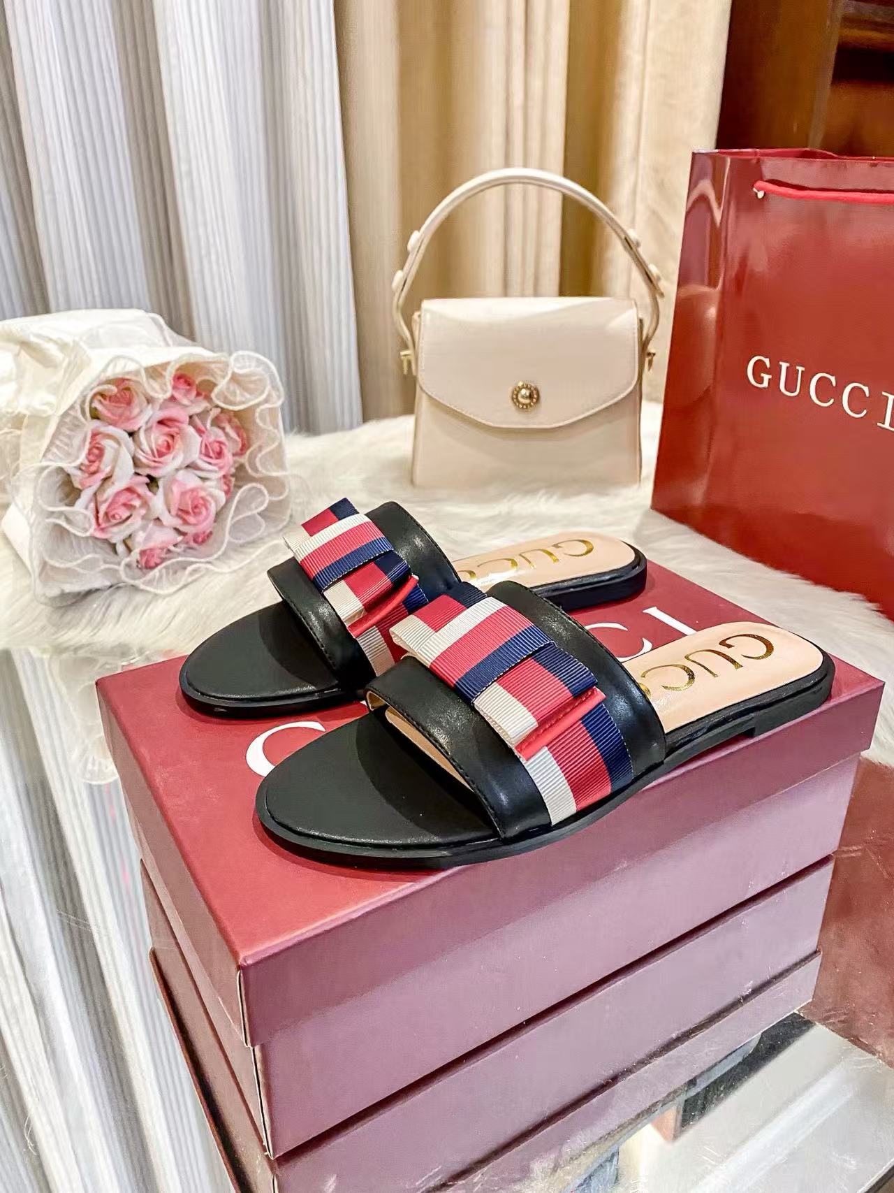 GUCC1 ダブルGバックルスリッパ【50％割引+送料無料】