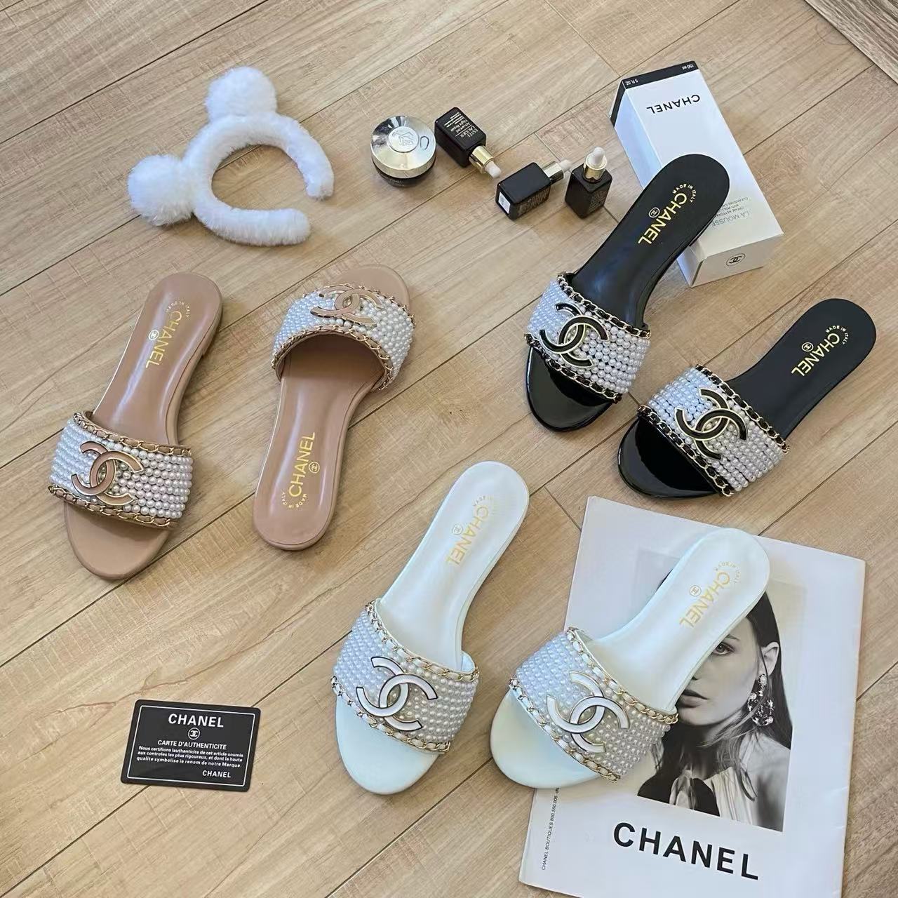 CHANE 1 ダブルCパールスリッパ【50％割引+送料無料】