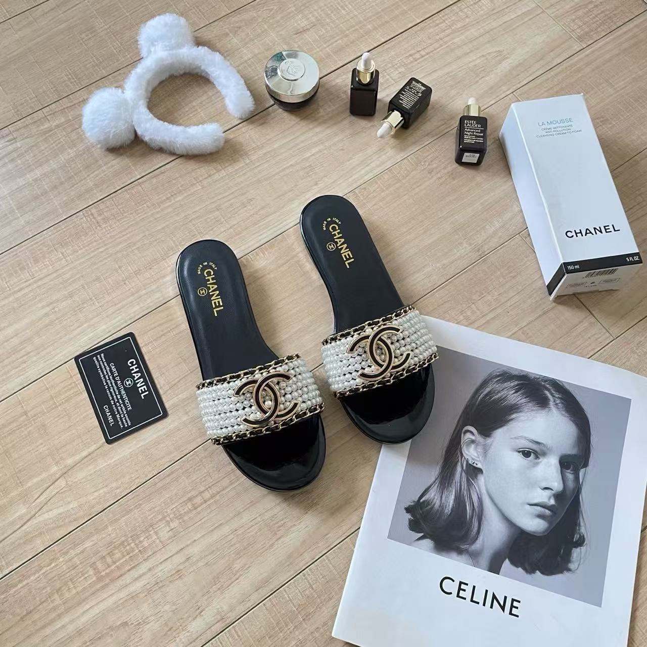 CHANE 1 ダブルCパールスリッパ【50％割引+送料無料】