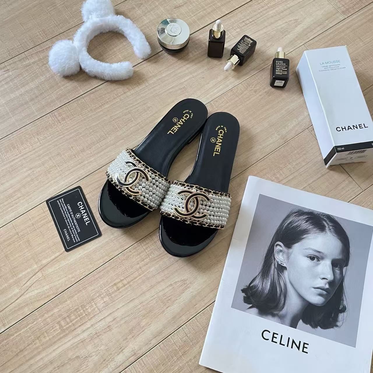 CHANE 1 ダブルCパールスリッパ【50％割引+送料無料】