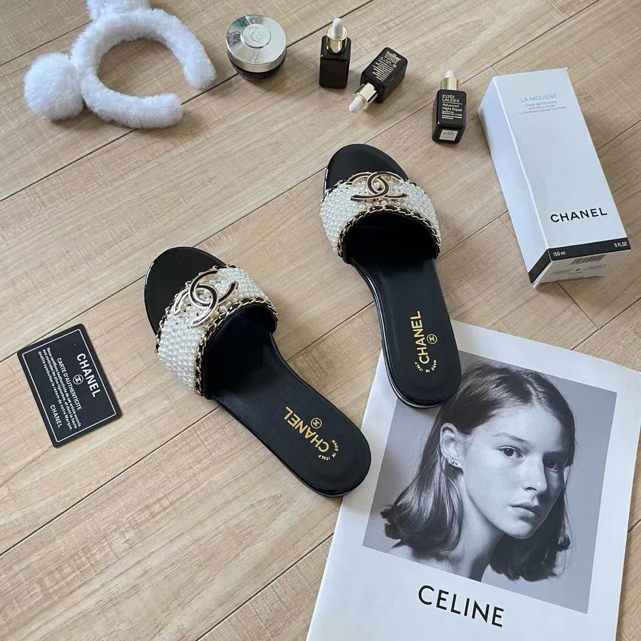 CHANE 1 ダブルCパールスリッパ【50％割引+送料無料】
