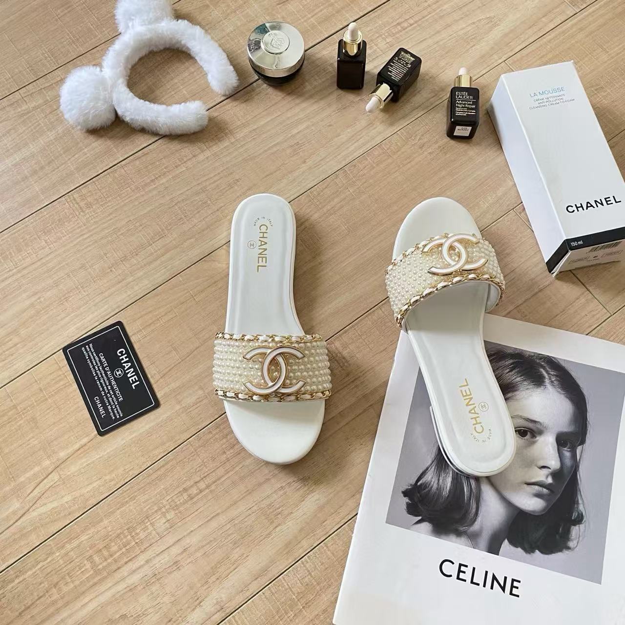 CHANE 1 ダブルCパールスリッパ【50％割引+送料無料】