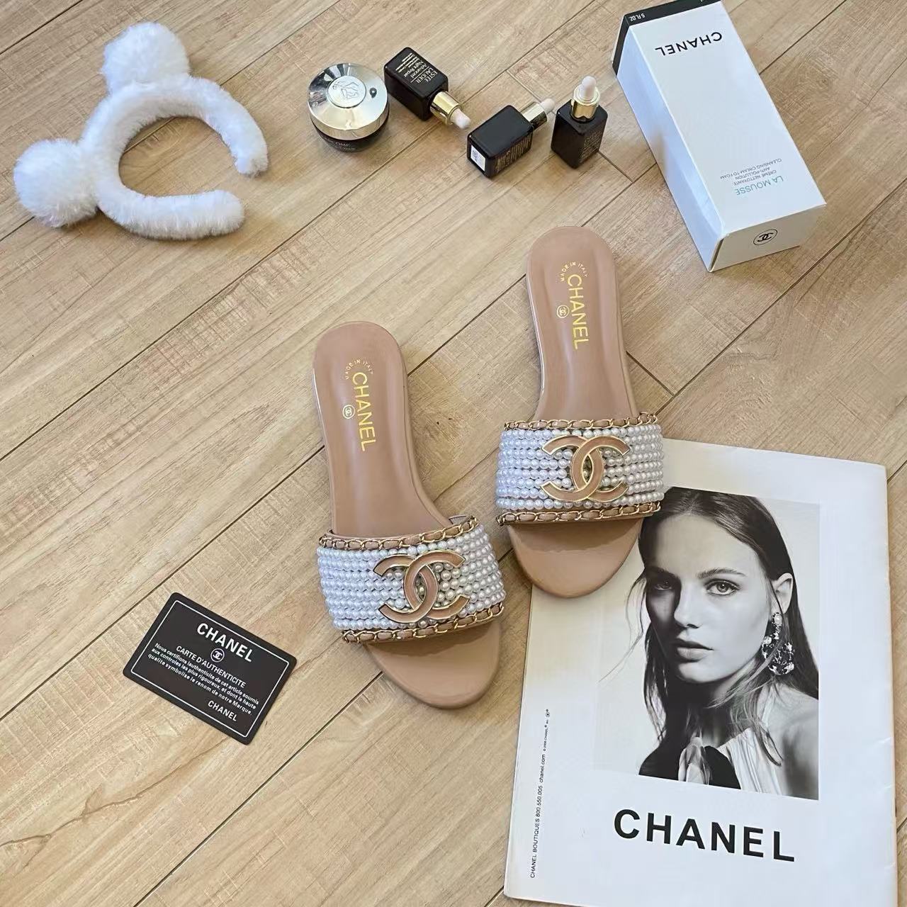 CHANE 1 ダブルCパールスリッパ【50％割引+送料無料】