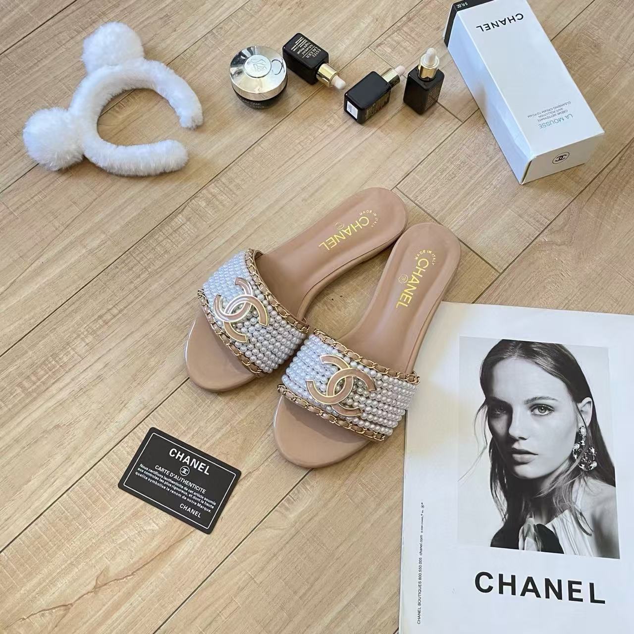 CHANE 1 ダブルCパールスリッパ【50％割引+送料無料】
