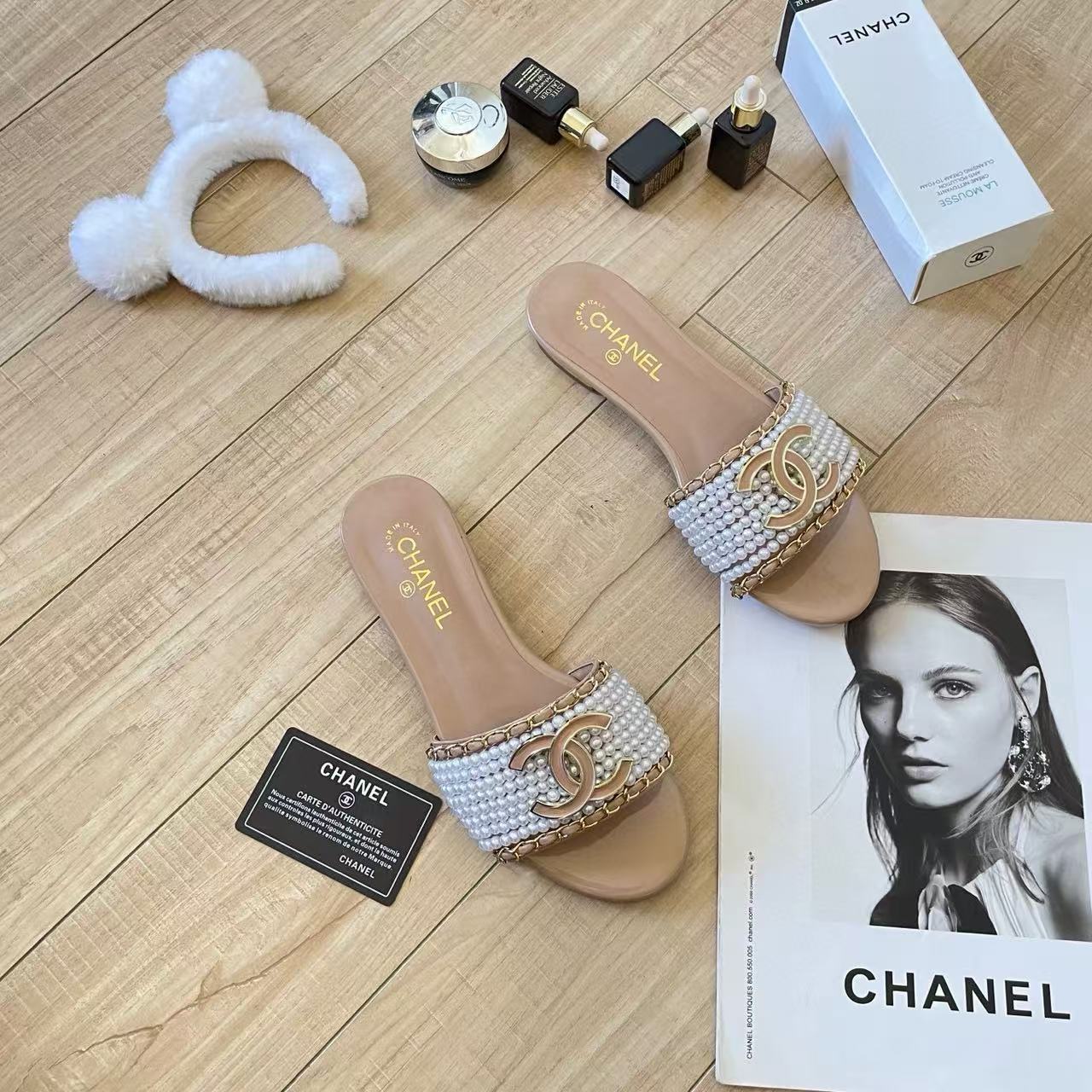 CHANE 1 ダブルCパールスリッパ【50％割引+送料無料】
