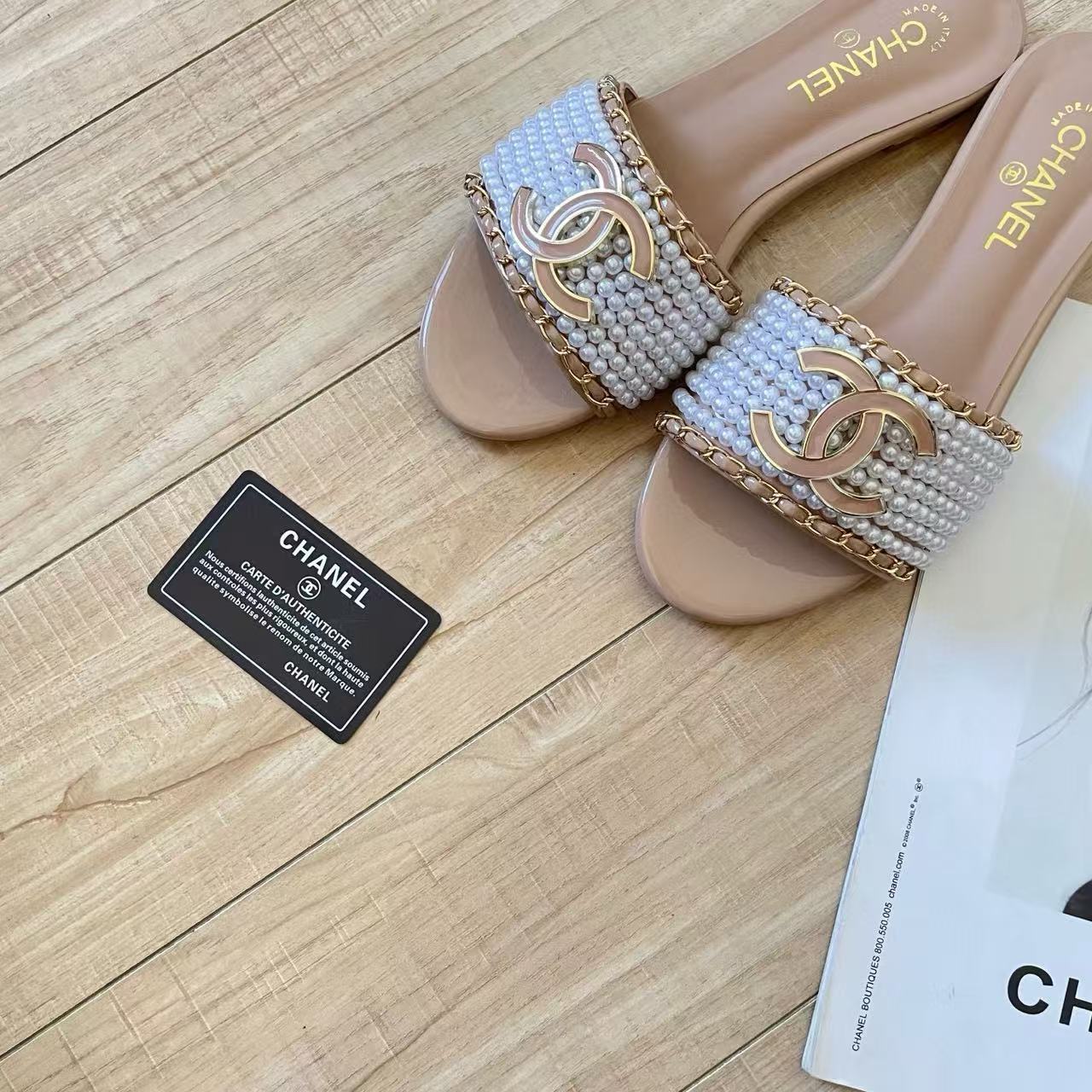 CHANE 1 ダブルCパールスリッパ【50％割引+送料無料】