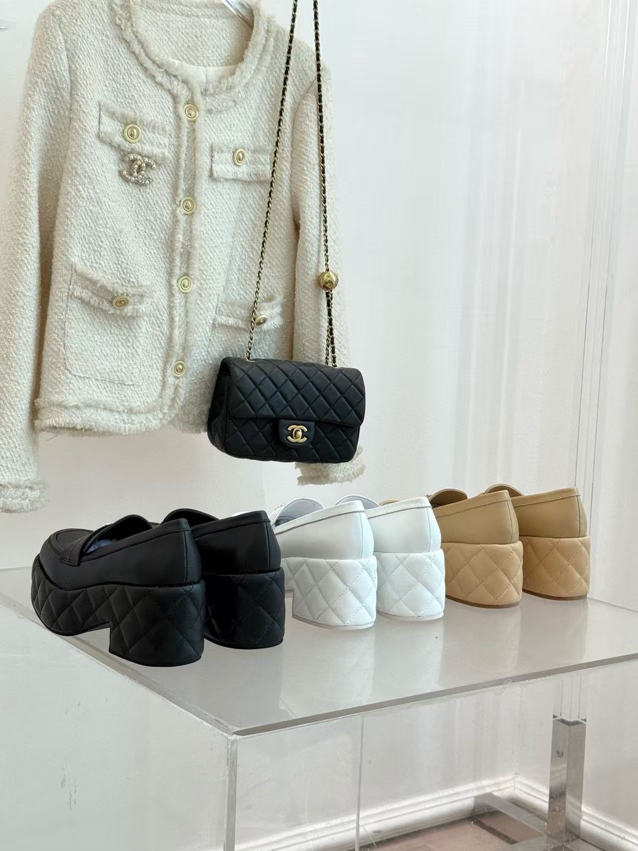 CHANE1 高品質ダブルC厚底ローファー【50％割引+送料無料】