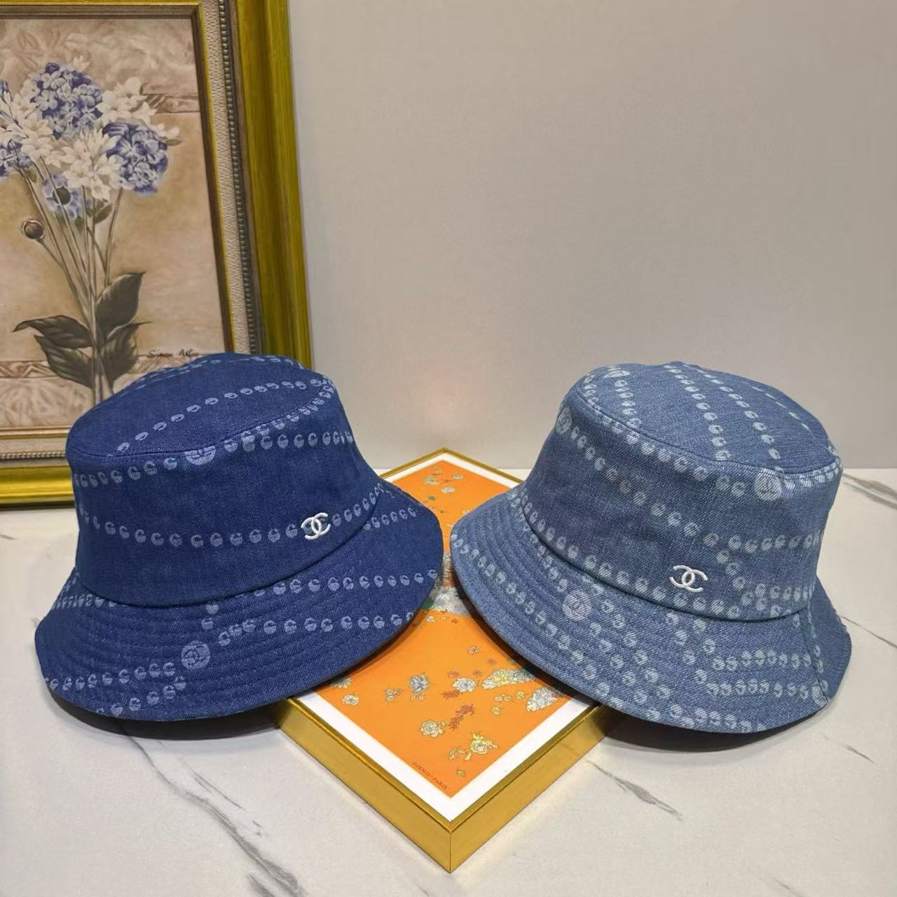 CHANE1 ダブルC デニムバケットハット【50％割引+送料無料】