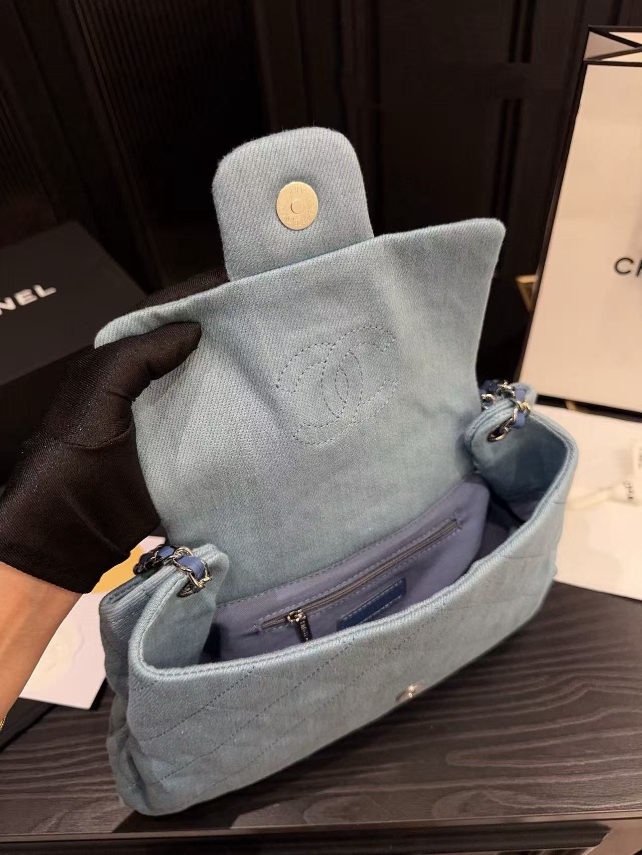 CHANE1 チェーンデニム アンダーアームバッグ【50％割引+送料無料】