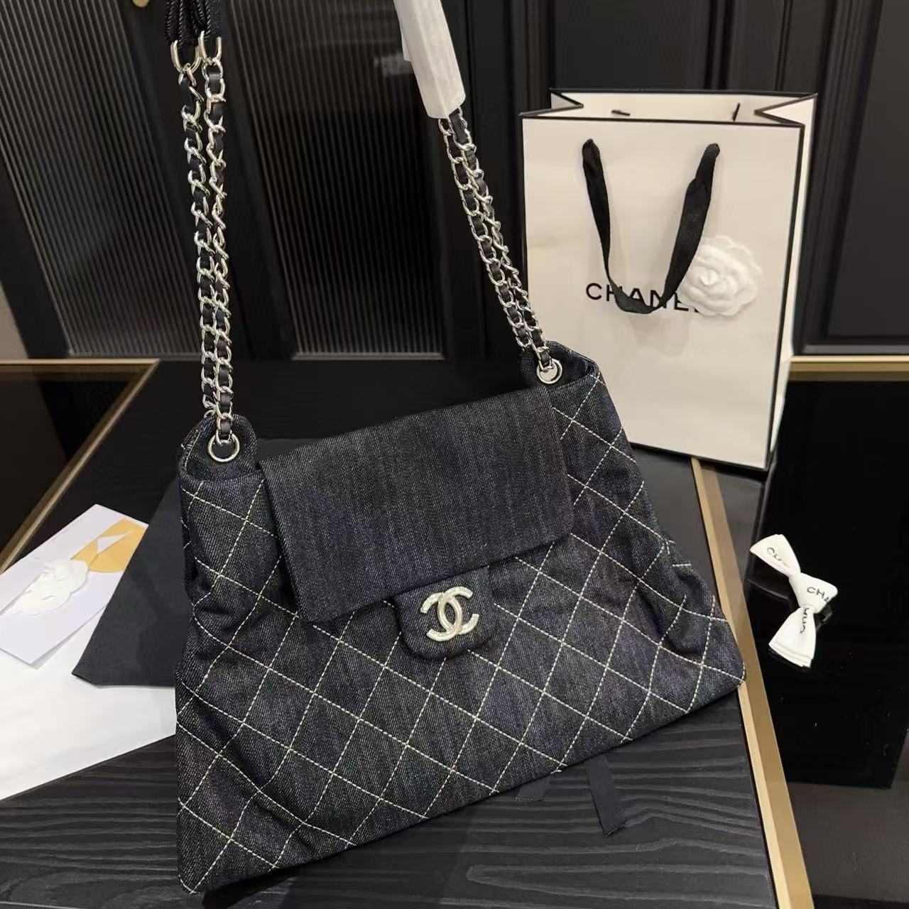 CHANE1 チェーンデニムショッピングバッグ【50％割引+送料無料】