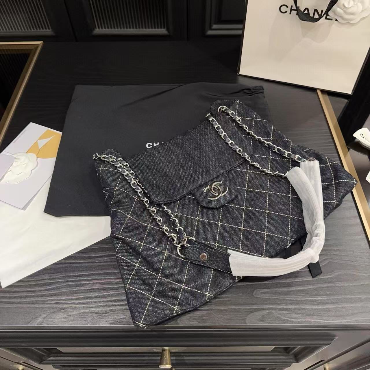 CHANE1 チェーンデニムショッピングバッグ【50％割引+送料無料】