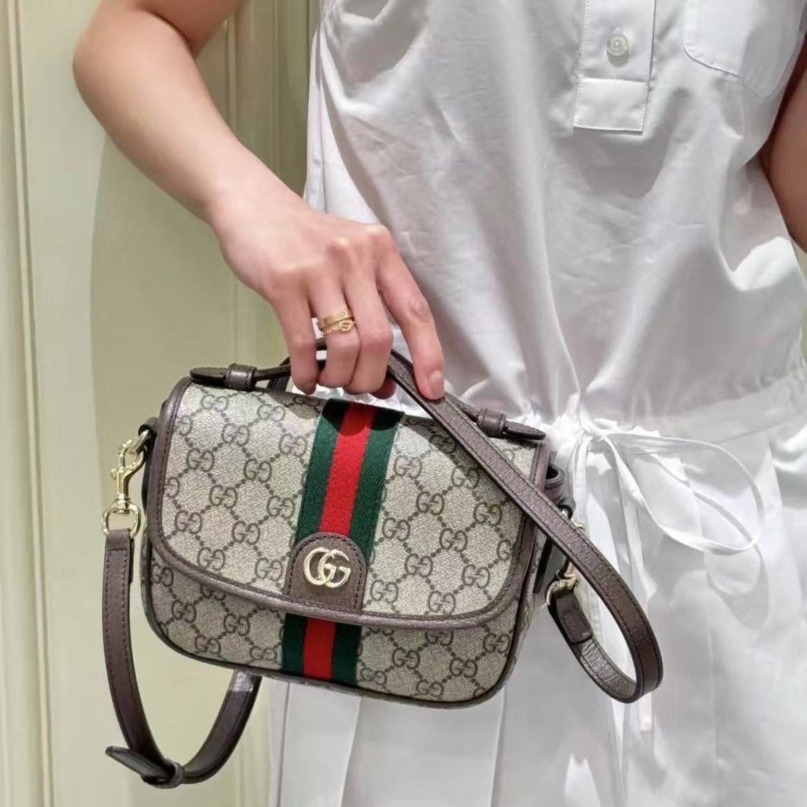 GUCC1 ジャカード ショルダー クロスボディバッグ【50％割引+送料無料】