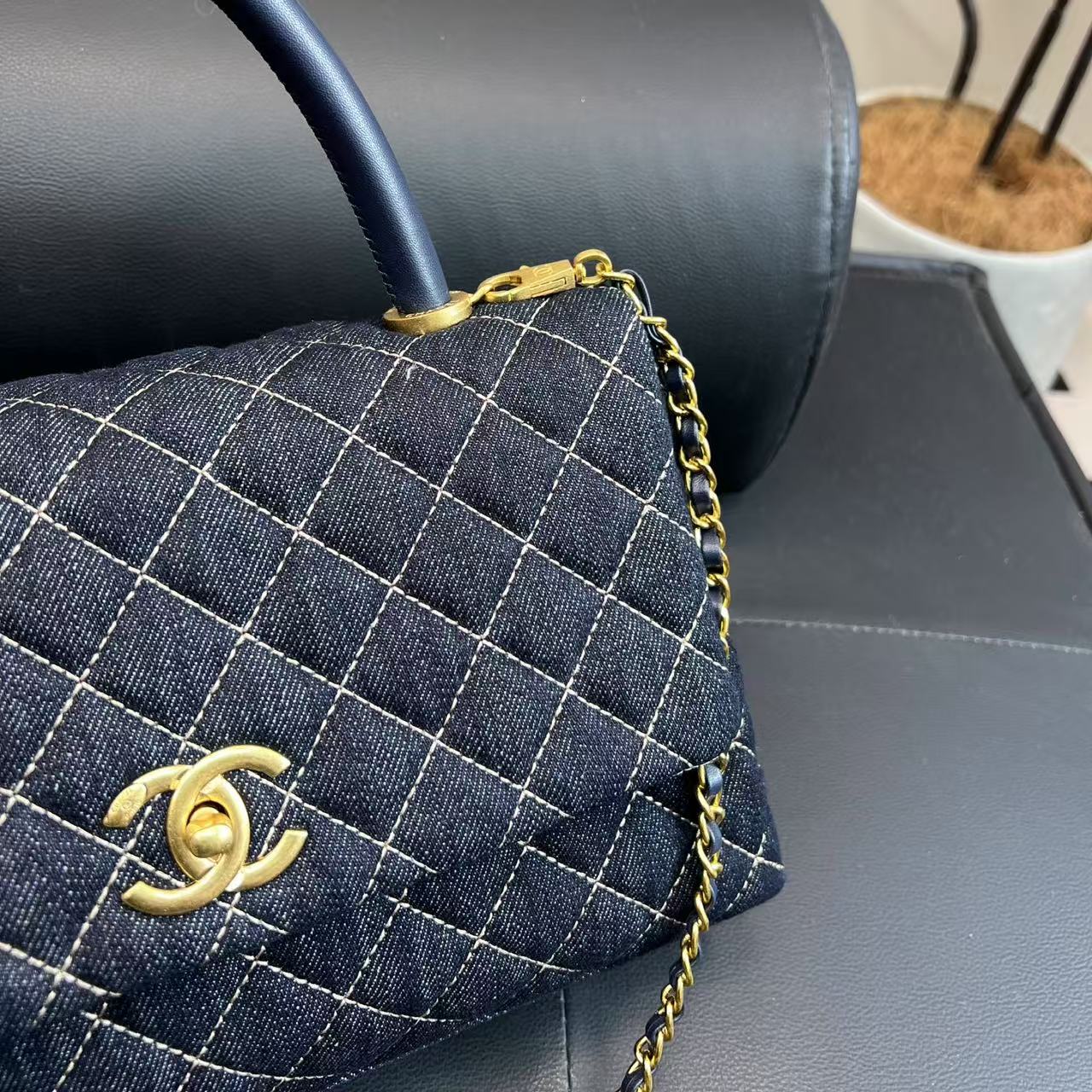 CHANE1 coco handle デニムハンドバッグ【50％割引+送料無料】